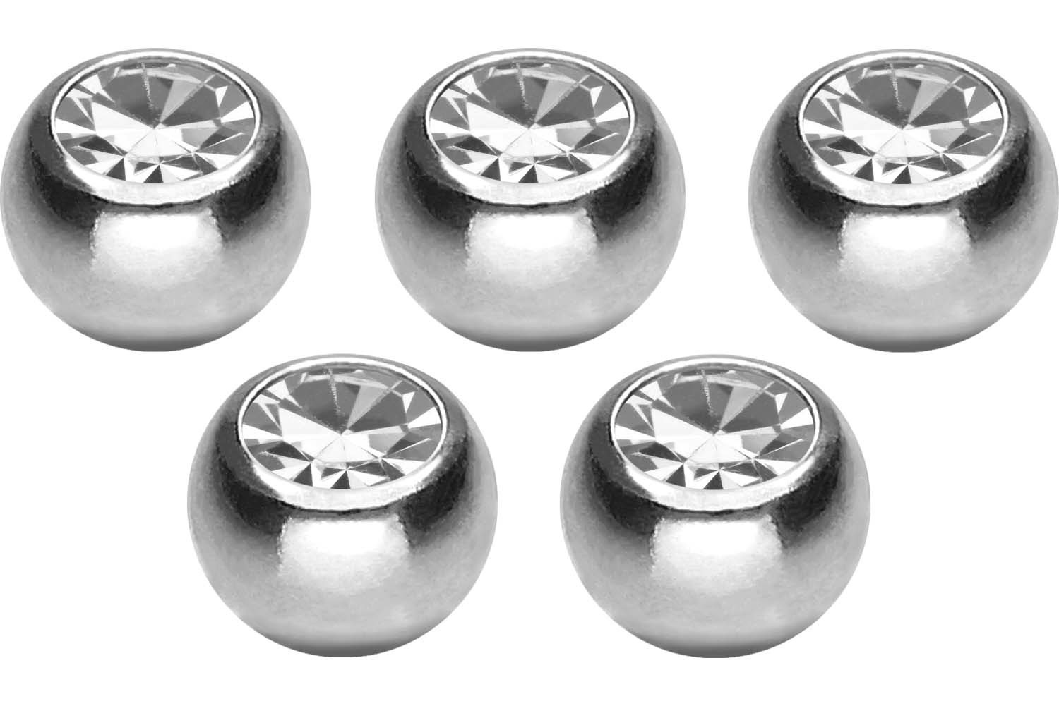 SET Titan Schraubkugel KRISTALL von Piercingline